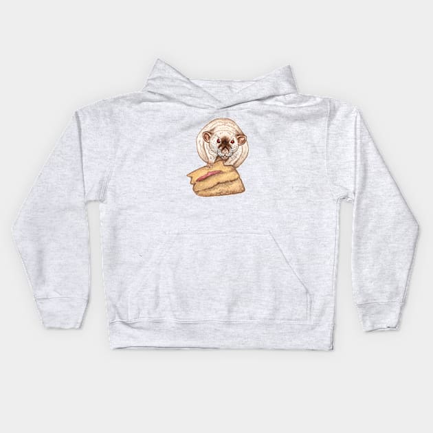 Rat Eating Cake Kids Hoodie by WolfySilver